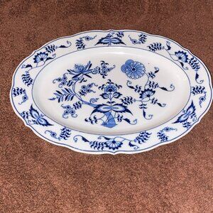 Vintage Blue Danube Onion Japan Banner Logo 12 inch oval platter